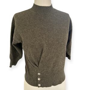 3.1 Phillip Lim Cashmere Sweater Mock Neck Pullover 3/4 Sleeve Green XS